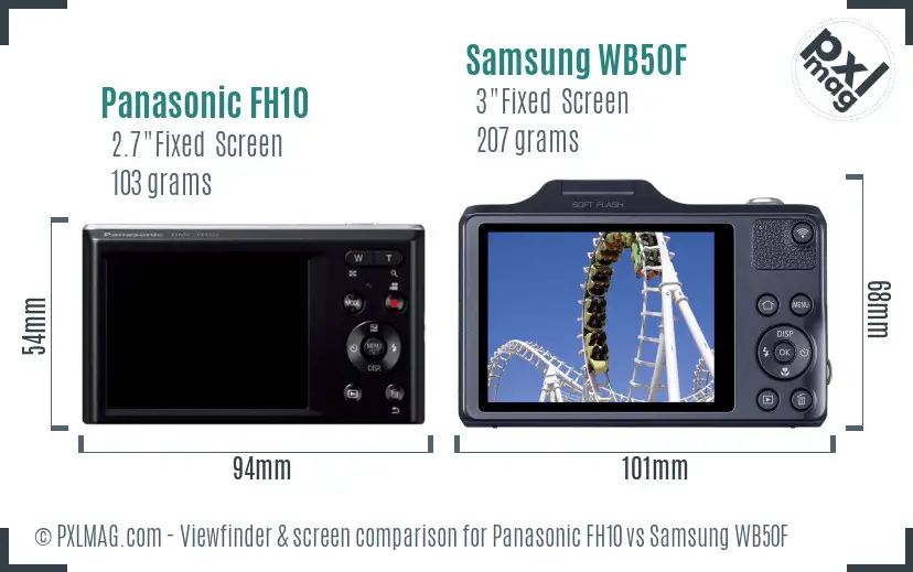 Panasonic FH10 vs Samsung WB50F Screen and Viewfinder comparison Panasonic FH10 vs Samsung WB50F Screen and Viewfinder comparison