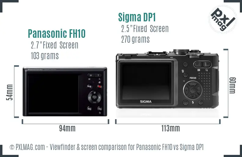 Panasonic FH10 vs Sigma DP1 Screen and Viewfinder comparison