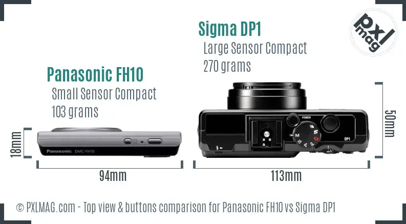 Panasonic FH10 vs Sigma DP1 top view buttons comparison