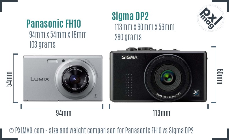 Panasonic FH10 vs Sigma DP2 size comparison Panasonic FH10 vs Sigma DP2 size comparison