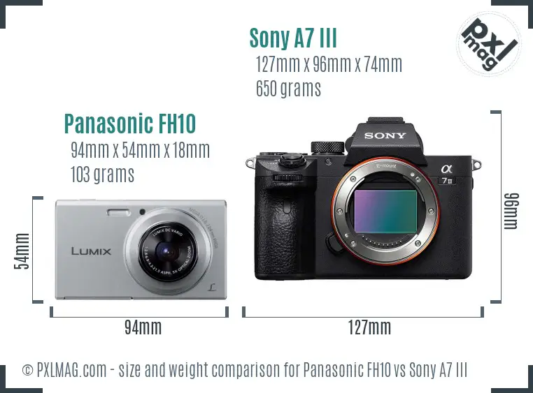 Panasonic FH10 vs Sony A7 III size comparison