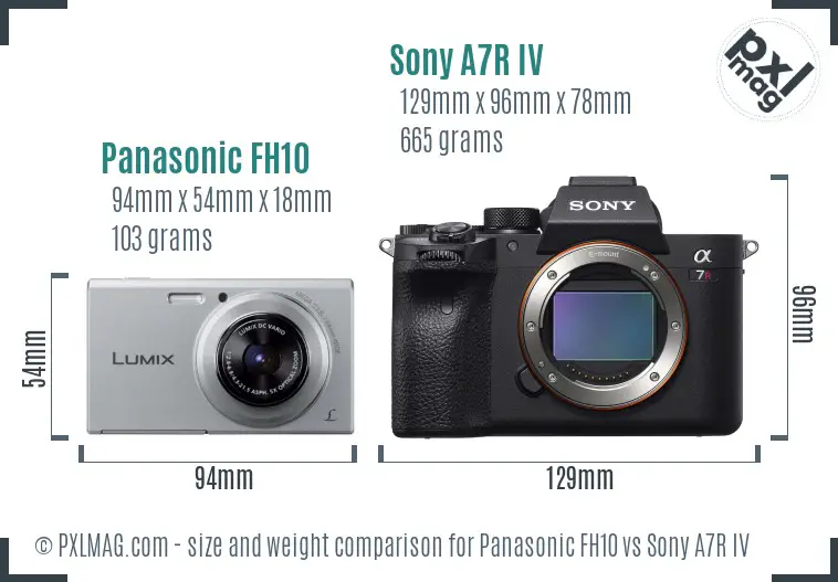 Panasonic FH10 vs Sony A7R IV size comparison