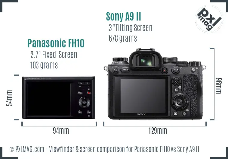 Panasonic FH10 vs Sony A9 II Screen and Viewfinder comparison