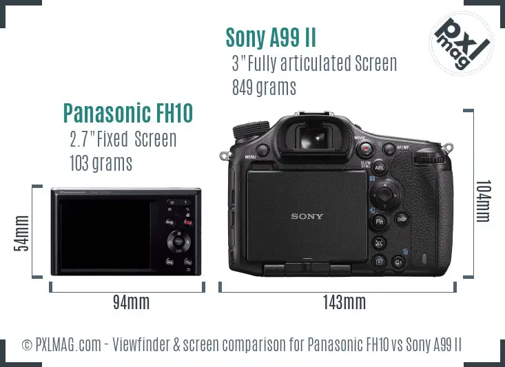 Panasonic FH10 vs Sony A99 II Screen and Viewfinder comparison