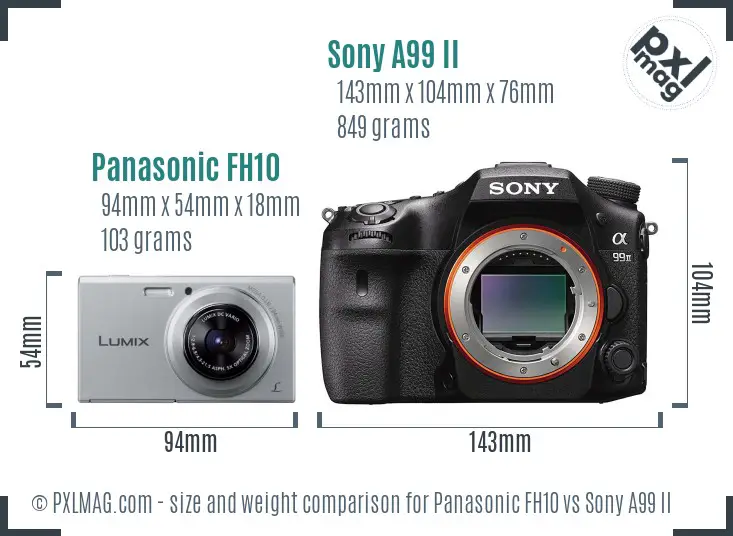 Panasonic FH10 vs Sony A99 II size comparison