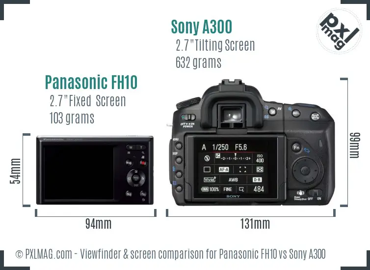 Panasonic FH10 vs Sony A300 Screen and Viewfinder comparison