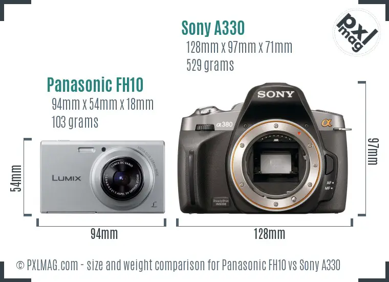 Panasonic FH10 vs Sony A330 size comparison