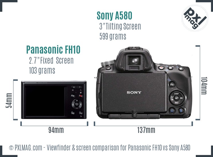 Panasonic FH10 vs Sony A580 Screen and Viewfinder comparison