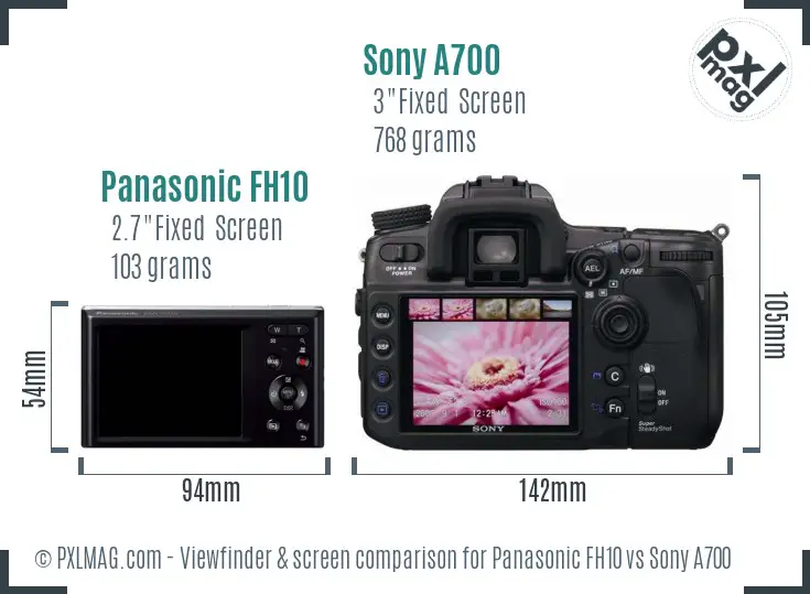 Panasonic FH10 vs Sony A700 Screen and Viewfinder comparison