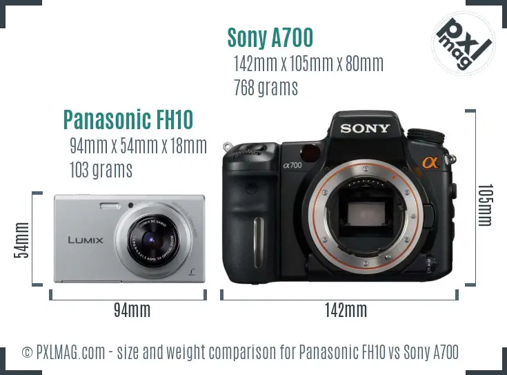 Panasonic FH10 vs Sony A700 size comparison