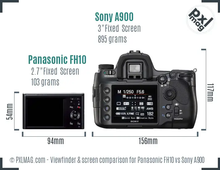 Panasonic FH10 vs Sony A900 Screen and Viewfinder comparison