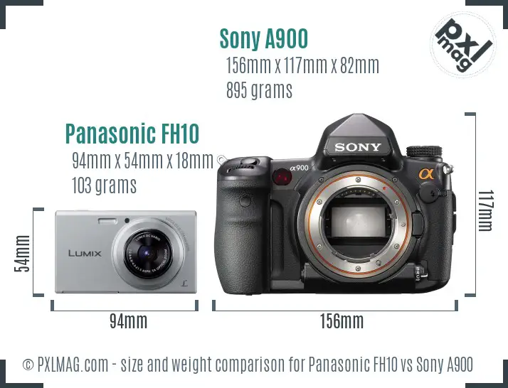 Panasonic FH10 vs Sony A900 size comparison