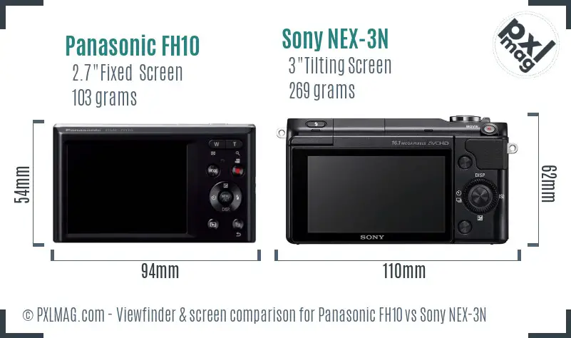 Panasonic FH10 vs Sony NEX-3N Screen and Viewfinder comparison