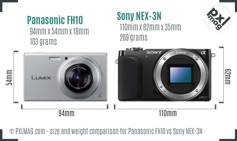 Panasonic FH10 vs Sony NEX-3N size comparison