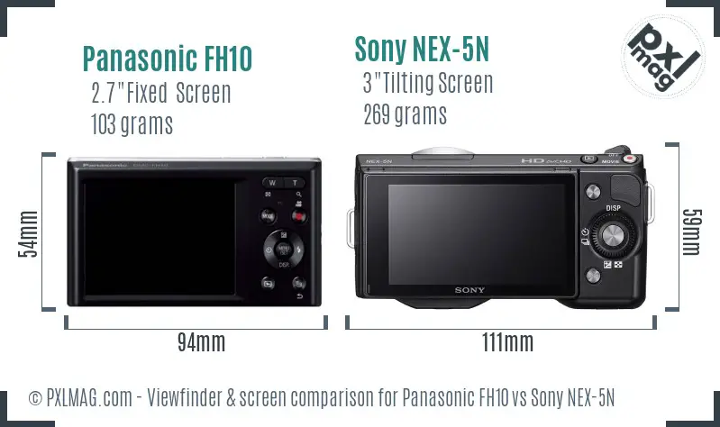 Panasonic FH10 vs Sony NEX-5N Screen and Viewfinder comparison
