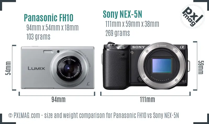 Panasonic FH10 vs Sony NEX-5N size comparison
