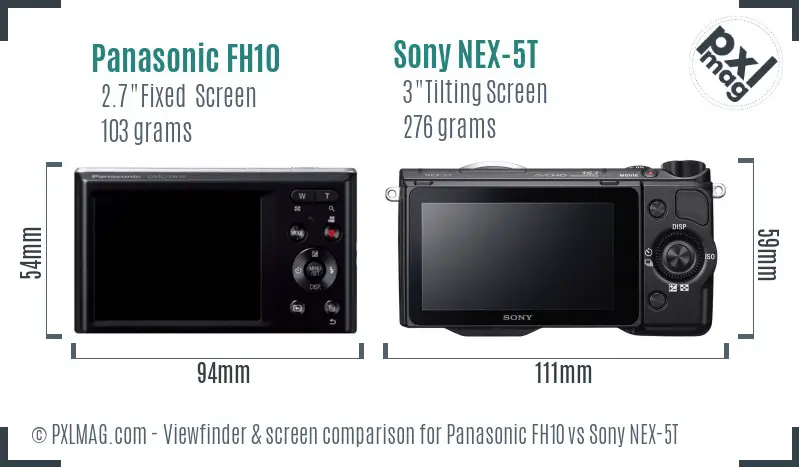 Panasonic FH10 vs Sony NEX-5T Screen and Viewfinder comparison