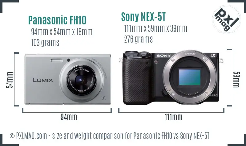 Panasonic FH10 vs Sony NEX-5T size comparison