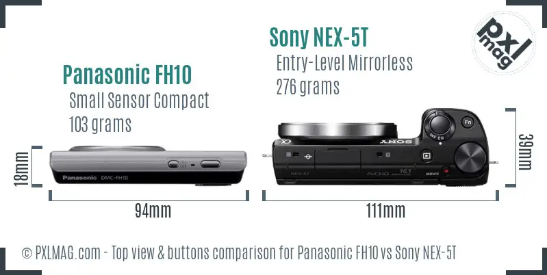 Panasonic FH10 vs Sony NEX-5T top view buttons comparison