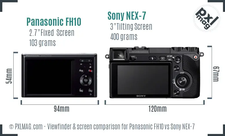 Panasonic FH10 vs Sony NEX-7 Screen and Viewfinder comparison