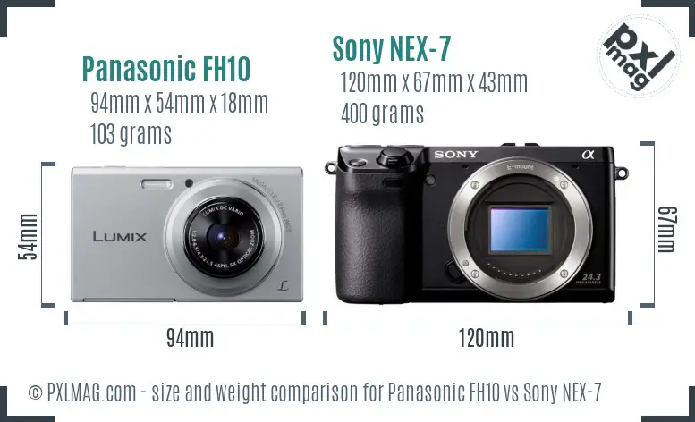 Panasonic FH10 vs Sony NEX-7 size comparison