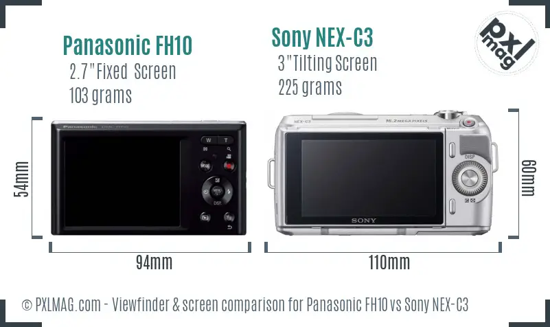 Panasonic FH10 vs Sony NEX-C3 Screen and Viewfinder comparison