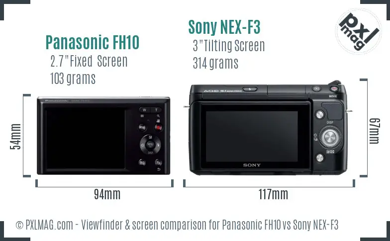Panasonic FH10 vs Sony NEX-F3 Screen and Viewfinder comparison