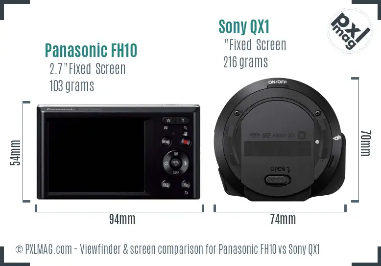 Panasonic FH10 vs Sony QX1 Screen and Viewfinder comparison