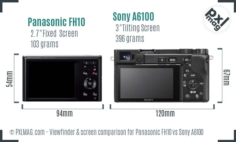 Panasonic FH10 vs Sony A6100 Screen and Viewfinder comparison