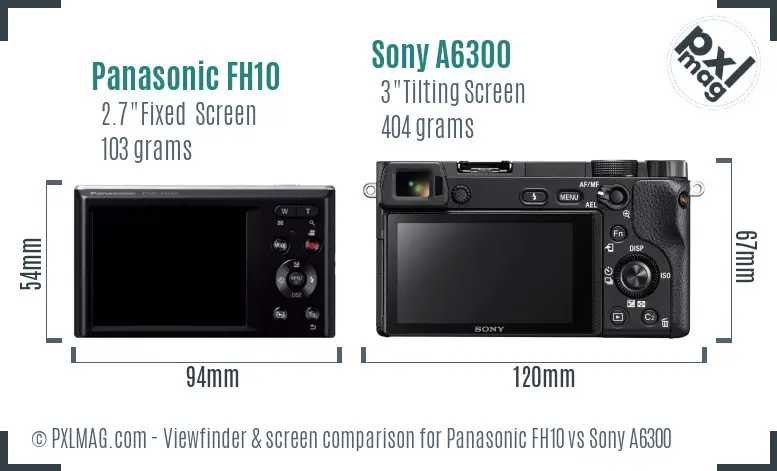 Panasonic FH10 vs Sony A6300 Screen and Viewfinder comparison