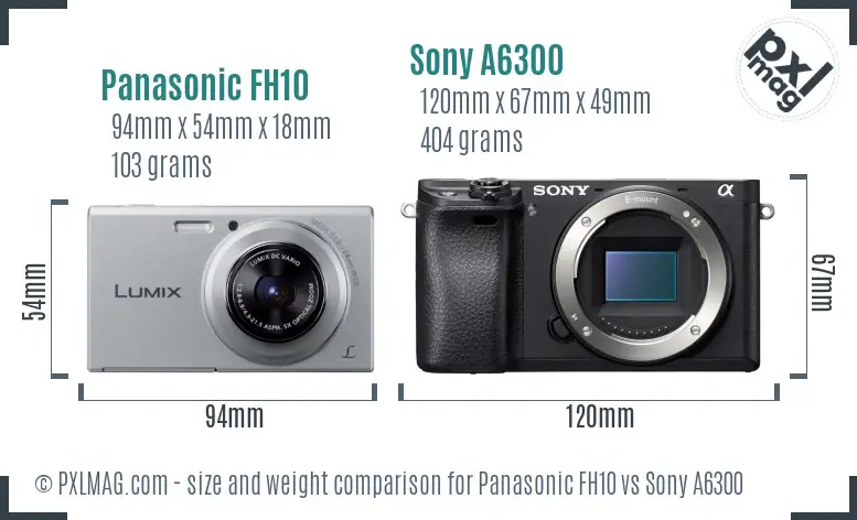 Panasonic FH10 vs Sony A6300 size comparison