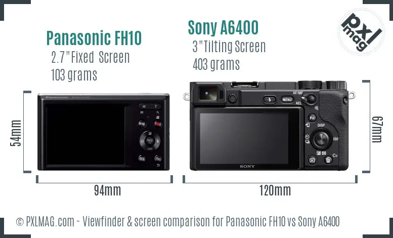 Panasonic FH10 vs Sony A6400 Screen and Viewfinder comparison