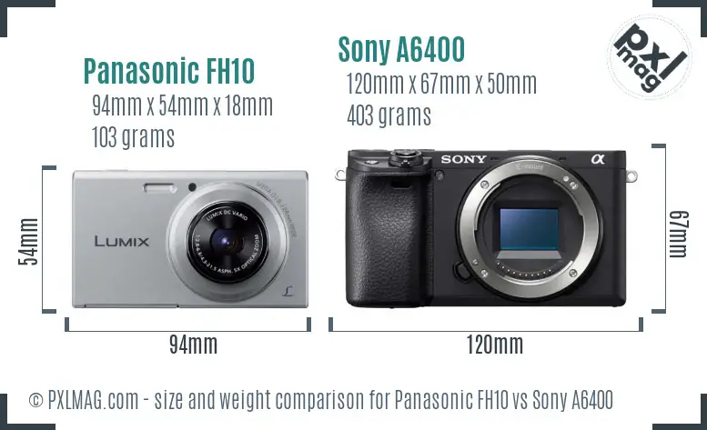 Panasonic FH10 vs Sony A6400 size comparison