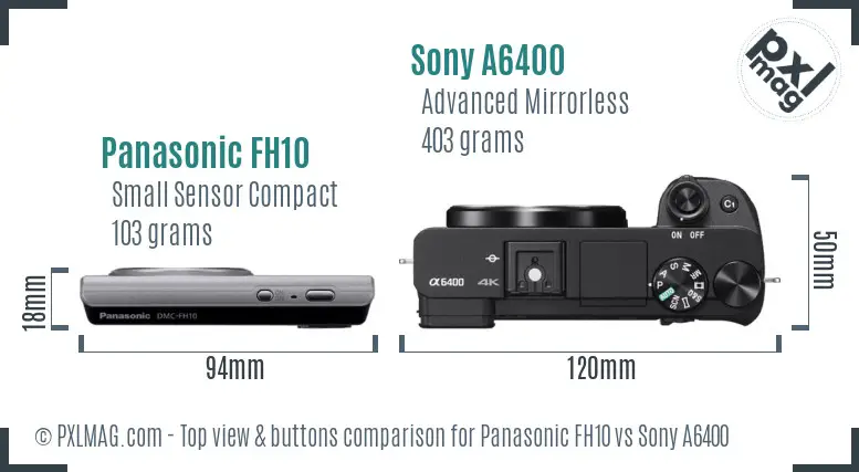 Panasonic FH10 vs Sony A6400 top view buttons comparison