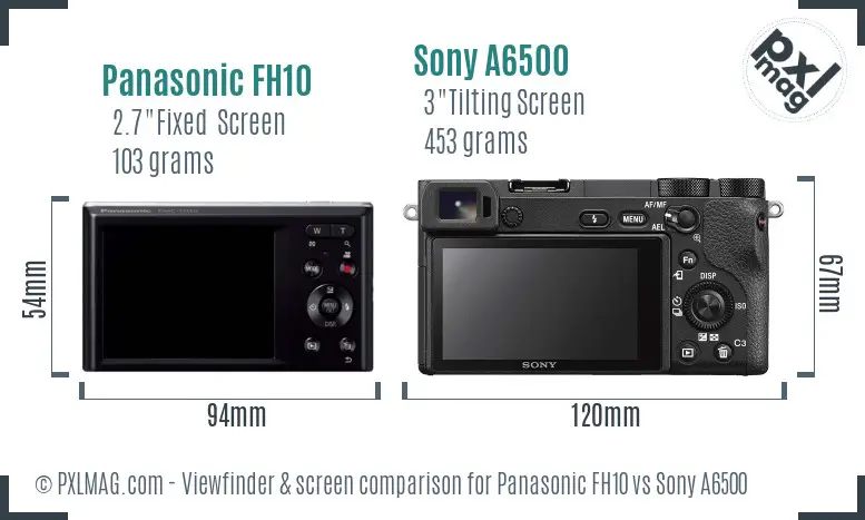 Panasonic FH10 vs Sony A6500 Screen and Viewfinder comparison