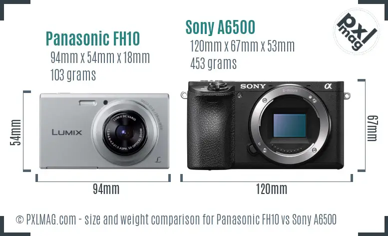 Panasonic FH10 vs Sony A6500 size comparison