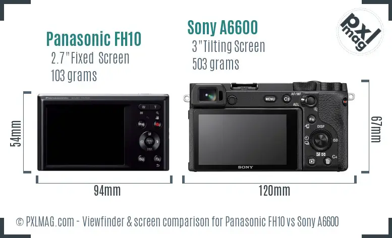 Panasonic FH10 vs Sony A6600 Screen and Viewfinder comparison