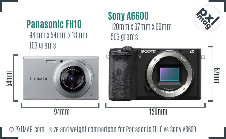 Panasonic FH10 vs Sony A6600 size comparison