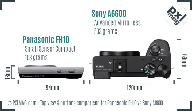 Panasonic FH10 vs Sony A6600 top view buttons comparison