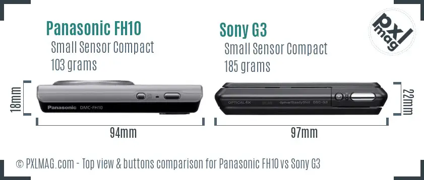 Panasonic FH10 vs Sony G3 top view buttons comparison