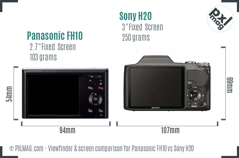 Panasonic FH10 vs Sony H20 Screen and Viewfinder comparison