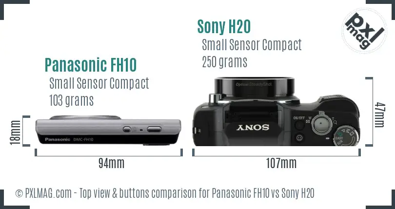 Panasonic FH10 vs Sony H20 top view buttons comparison