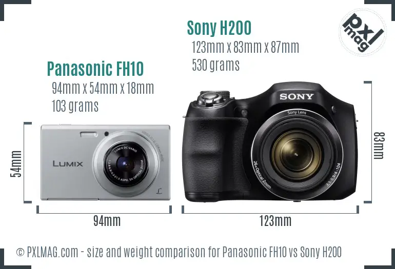 Panasonic FH10 vs Sony H200 size comparison