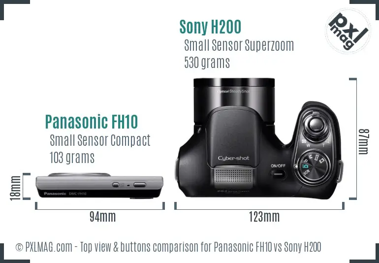 Panasonic FH10 vs Sony H200 top view buttons comparison