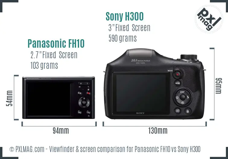 Panasonic FH10 vs Sony H300 Screen and Viewfinder comparison