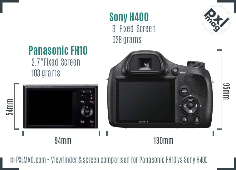Panasonic FH10 vs Sony H400 Screen and Viewfinder comparison