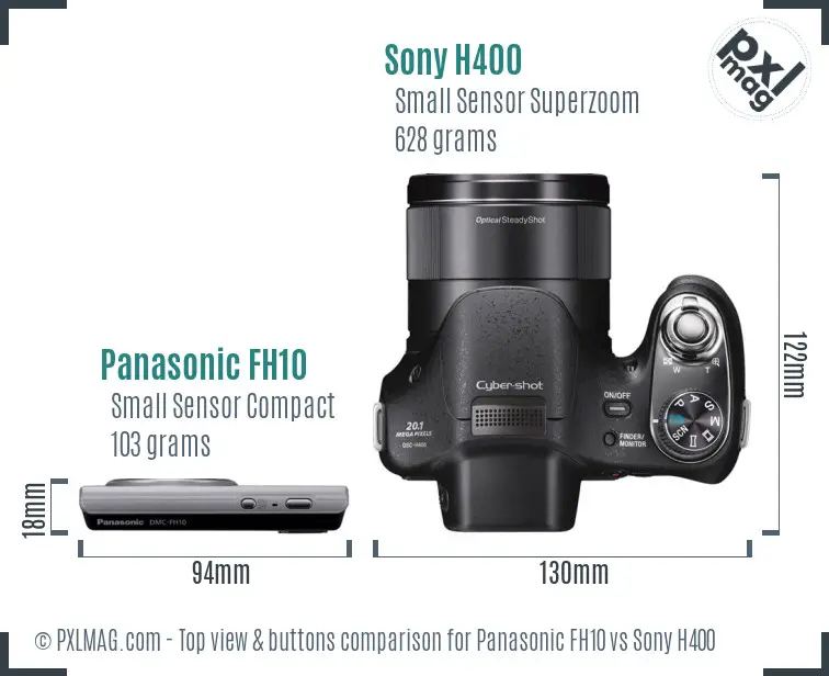 Panasonic FH10 vs Sony H400 top view buttons comparison