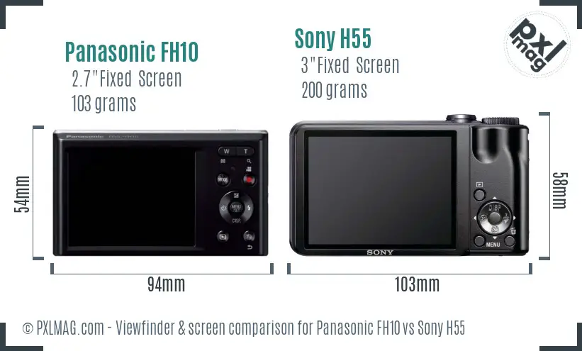 Panasonic FH10 vs Sony H55 Screen and Viewfinder comparison