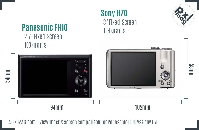 Panasonic FH10 vs Sony H70 Screen and Viewfinder comparison