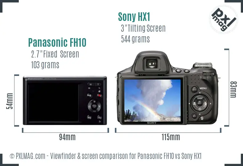 Panasonic FH10 vs Sony HX1 Screen and Viewfinder comparison